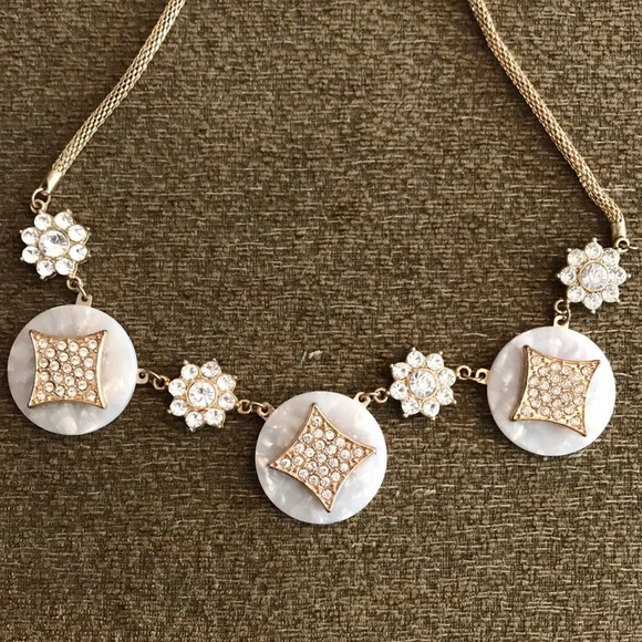 Time and Tru Jewelry - Time & Tru Gold-Tone and White Statement Necklace